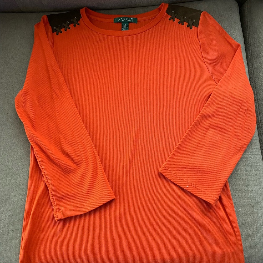 Ralph Lauren Suede Shoulder Patch Pullover - image 1